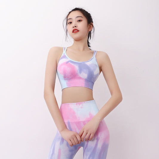 New Trendy Tie-dye Yoga Clothes Seamless High Waist Short Running Fitness Sports Casual Wear - Opulent Manor 